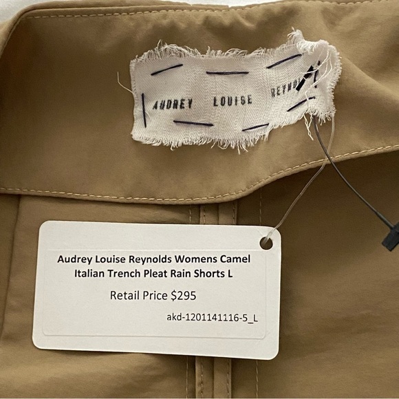 NWT Audrey Louise Reynolds Camel Italian Trench Pleat Sand Rain Shorts Beach L - Picture 5 of 10